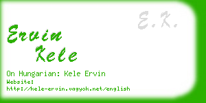 ervin kele business card